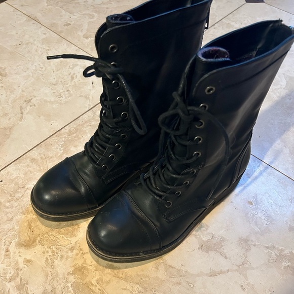 Madden Girl Shoes - Black Combat boots- Madden Girl